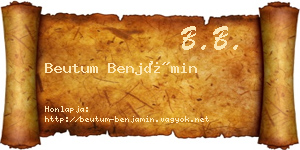 Beutum Benjámin névjegykártya